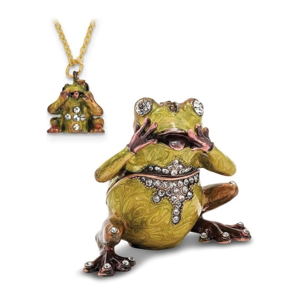 Jere Luxury gifts Green Frog Trinket Box with Necklace